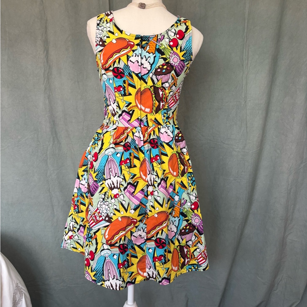 Yellow and Red Sleeveless A-Line Falter retro Sundress